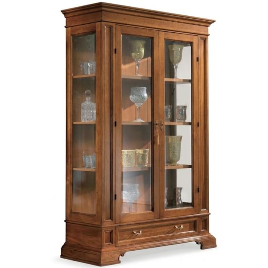 mediterran vitrines szekreny toszkan olasz barna dio elegans barokk diszes talaloszekreny klasszikus polgari uveges szekreny nagymeretu.jpg